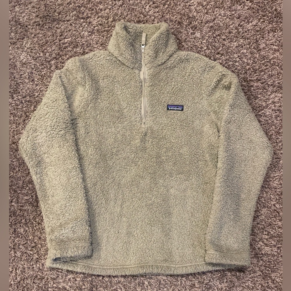 Patagonia Los Gatos Quarter Zip Fuzzy Fleece Jacket Women’s Tan Size Medium